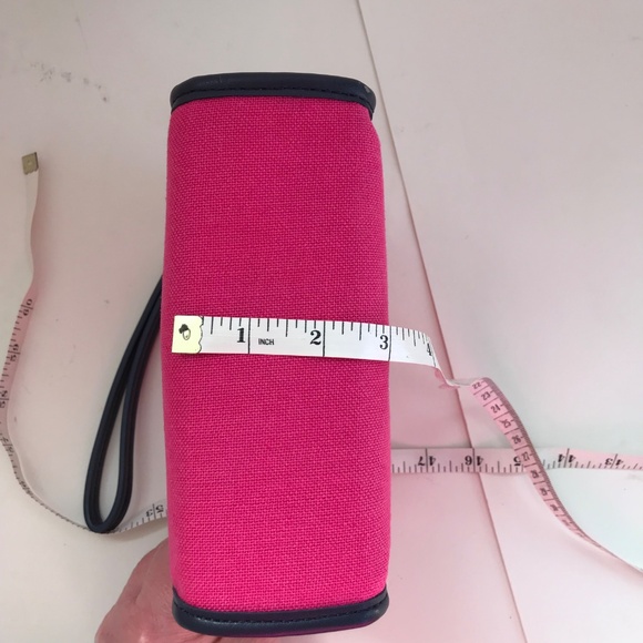 SPARTINA Daufuskie Island Wristlet Pouch Linen Leather Bag Pink Floral Paisley - Picture 15 of 16